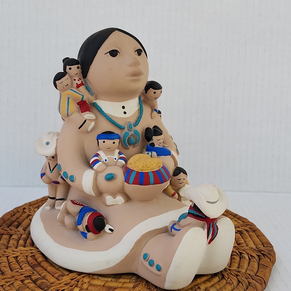 VTG CLEO TEISSEDRE LARGE CLAY NAVAJO STORYTELLER MOTHER WITH 12 CHILDREN - Picture 11 of 11